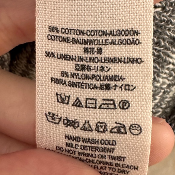 Free People Women’s Sz Large Heather Gray Wrap V-Neck Sweater Linen Blend Knit - Picture 7 of 8